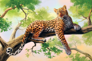 Leopard Art1676616355 300x200 - Leopard Art - Leopard, Hummingbird